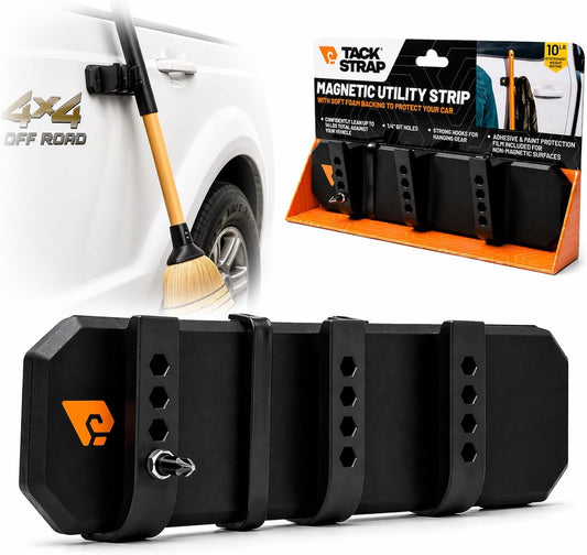 Magnetic Utility Strip, Magnetic Tool Organizer for Vehicle Side and Toolbox, Scratch-Safe Silicone Holder with Hooks and Bit Storage, Includes 3M Paint Protection Film and Adhesive