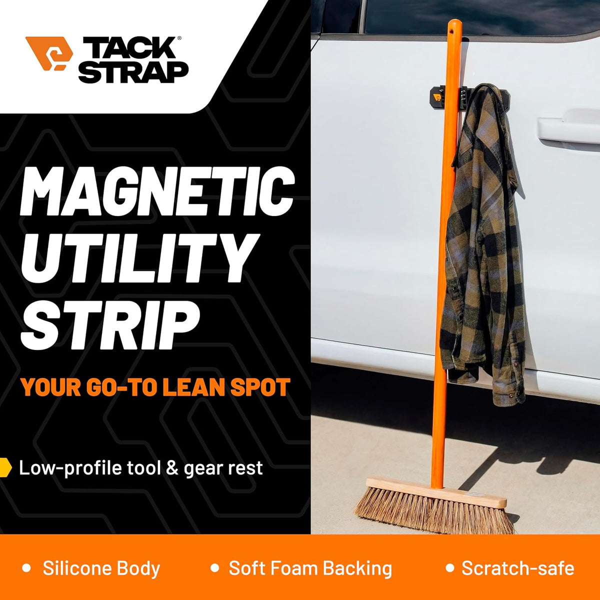 Magnetic Utility Strip, Magnetic Tool Organizer for Vehicle Side and Toolbox, Scratch-Safe Silicone Holder with Hooks and Bit Storage, Includes 3M Paint Protection Film and Adhesive