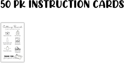 Cutting Board Care Cards Instruction Wood Charcuterie Handmade | 50pk 2x3.5” Washing Handling Directions Clients Packaging