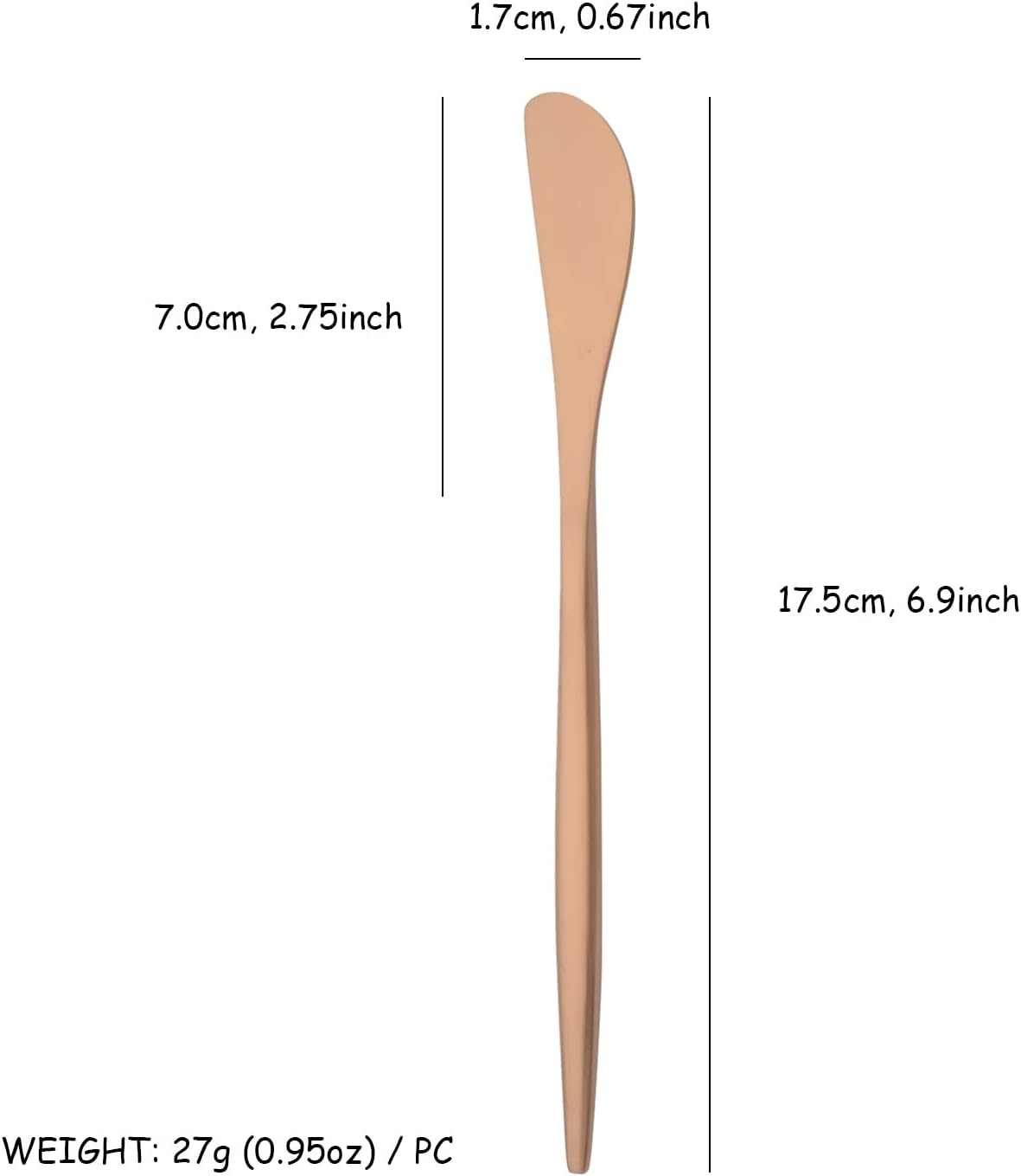 10 Pack Gold Cheese Spreader Knife, Uniturcky Stainless Steel Butter Spreader, 6.9 inches, Condiment Knives for Peanut Sandwich Cream Breakfast Dessert, Matte Serving Utensils