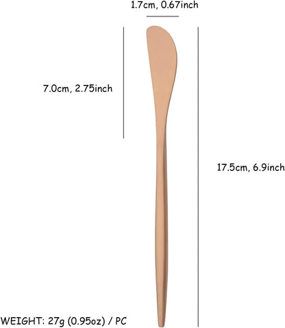 10 Pack Gold Cheese Spreader Knife, Uniturcky Stainless Steel Butter Spreader, 6.9 inches, Condiment Knives for Peanut Sandwich Cream Breakfast Dessert, Matte Serving Utensils