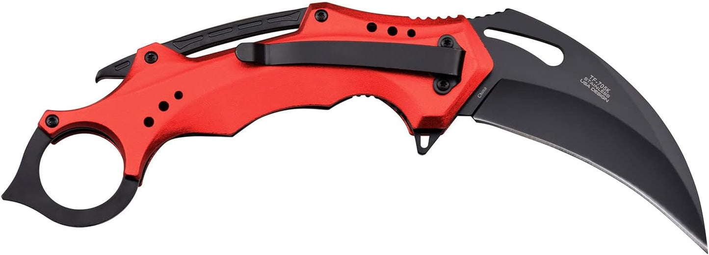 Tac-Force Folding Pocket Knife, 3.25-inch Serrated Blade, Orange Aluminum Handle, 7.75-inch Overall Length TF-705EM