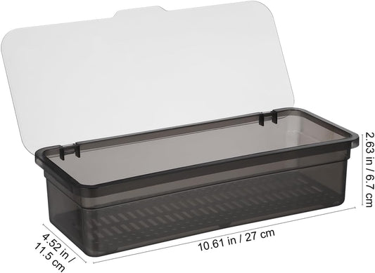 Cabilock 3Pcs Flatware Tray with Lid and Drainer, Plastic Silverware Drawer Organizer, Dustproof Cutlery Tray for Spoons Forks Knives Chopsticks, Kitchen Utensil Storage Container