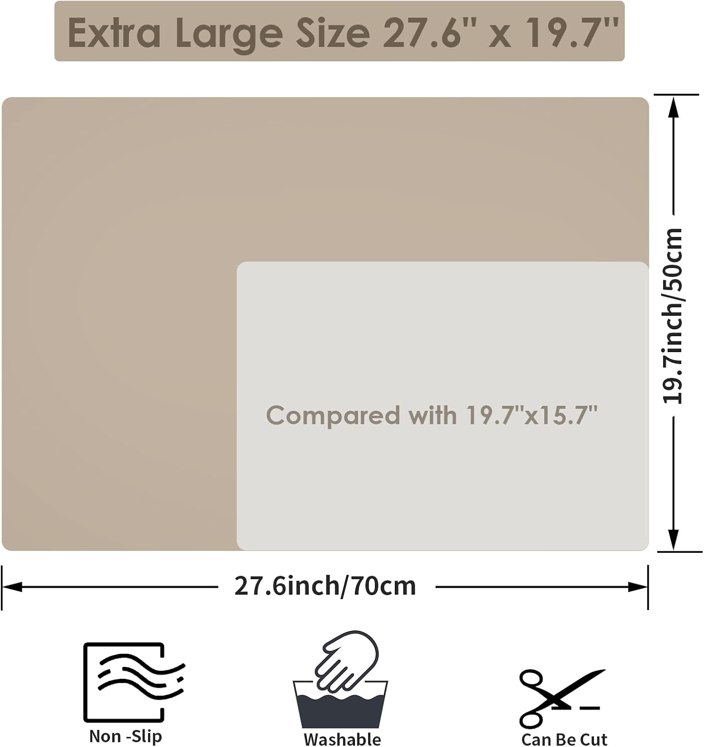 Extra Large Dark Green Countertop Mat - Silicone Table Kitchen Desk Mat - Non-Slip & Heat Resistant - Dinner Placemat Pastry Dough Rolling Mat - Colors B