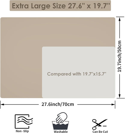 Extra Large Dark Green Countertop Mat - Silicone Table Kitchen Desk Mat - Non-Slip & Heat Resistant - Dinner Placemat Pastry Dough Rolling Mat - Colors B