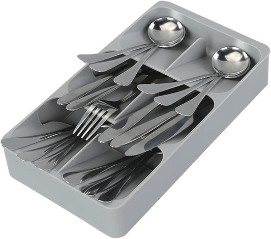 6 Slots Silverware Cutlery Drawer Organizer,Small Kitchen Utensil Tray for Flatware, Cutlery, Spoon and Knives Compact Storage Organization Keep Kitchen, Camper Drawer Neat & Organized