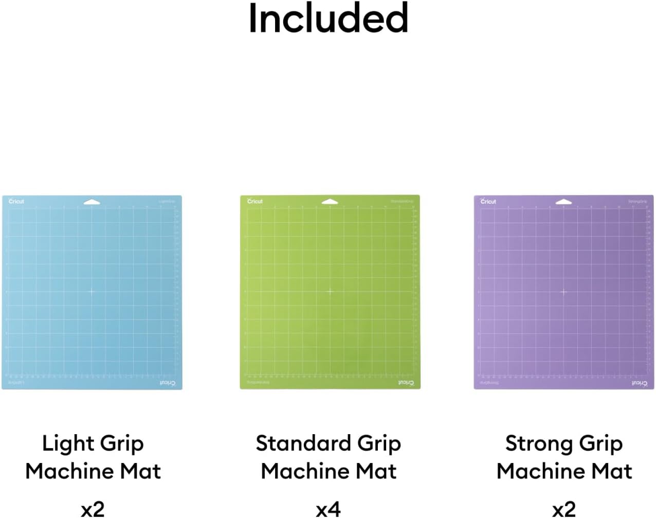 Cricut Cutting Mat Variety Pack (8 Count, 12in x 12in) - for Explore & Maker Machines - Includes 4 StandardGrip, 2 LightGrip, 2 StrongGrip