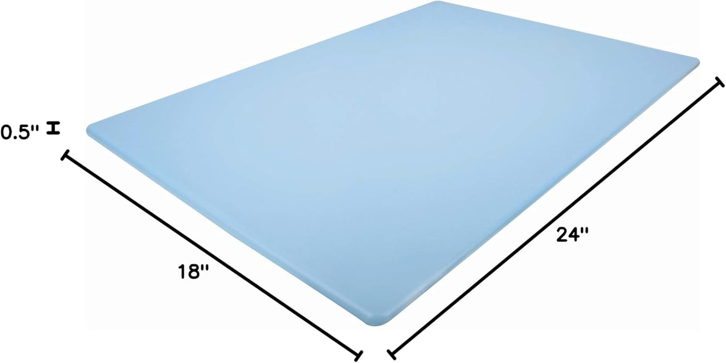 Commercial Blue Cutting Board - 24 x 18 Extra Large for Fish, Seafood and Shellfish, 1/2" Thick HDPP Plastic NSF Approved for Restaurants