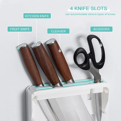 Knife Rack, Hidden Kitchen Knife Holder Prevent Injury Breathable Wall Mounted Knife Block for Home Kitchen