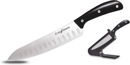 Ontel EverBlade Self Sharpening Professional Chef Knife, Deluxe Edition with Non-Stick Surface, German Steel Kitchen Knife in Knife Block with Convex Edge for Easy Slicing, Versatile & Durable