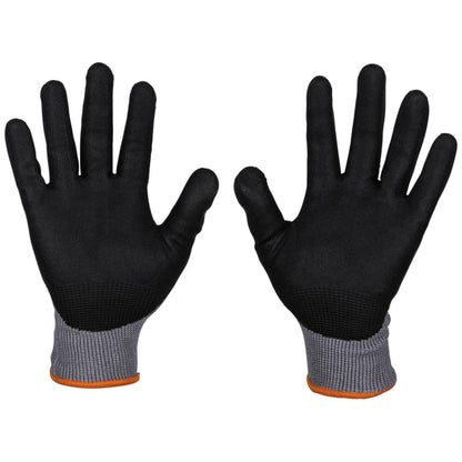 KLEIN TOOLS 60585 Work Gloves, Knit Dipped Cut Resistant ANSI A2 Nitrile Coated Gloves, HPPE Fabric, Touchscreen Capable, Large, 2-Pair