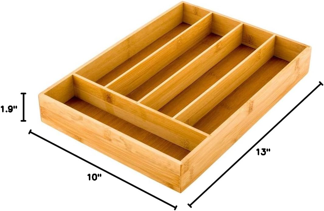 Restaurantware 8.25 x 5.5 x 4.75 Inch Flatware Display 1 Countertop Buffet Utensil Caddy - 3 Compartment For Parties Picnics Homes or Restaurants Natural Bamboo Cutlery Holder Upright
