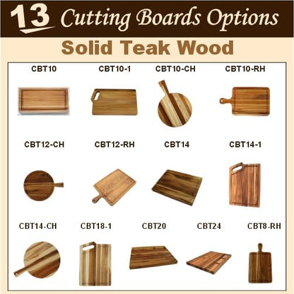EcoDecors 18"x14" Extra Large Teak Cutting Board, Edge Grain Wood with Juice Groove & Handle, FSC Certified for Kitchen, Carving & Butcher Block Prep
