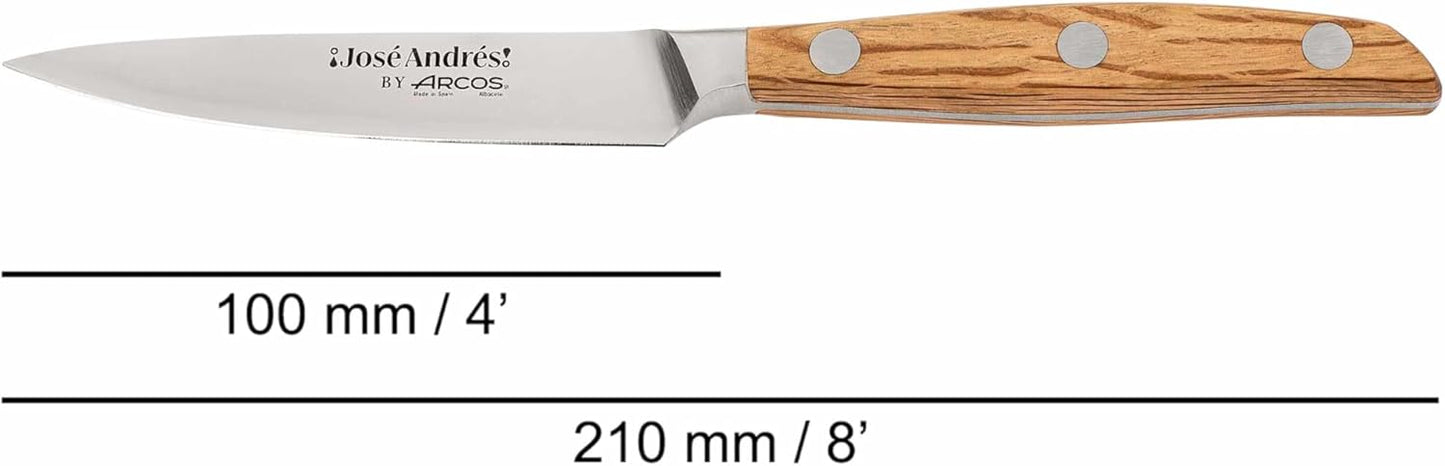 Arcos Jose Andres 10-Inch Fillet Knife Forged Meat Slicer | Professional NITRUM Stainless Steel Blade with Silk Edge | Ideal for Slicing Ham or Prosciutto | Ergonomic Holm Oak Wood Handle