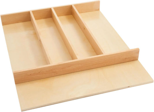 Rev-A-Shelf Custom Trim-to-Fit Silverware Drawer Organizer For Kitchen Utensils, Cutlery Cabinet Storage Divider Insert, 18.5" x 22", Maple Wood, 4WUT-1