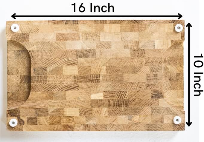 Premium End Grain Wood Cutting Board - Chopping block - Large cutting board 16 x 10 kitchen butcher block oak cutting board non slip cutting boar challah board for Shabbos and any day