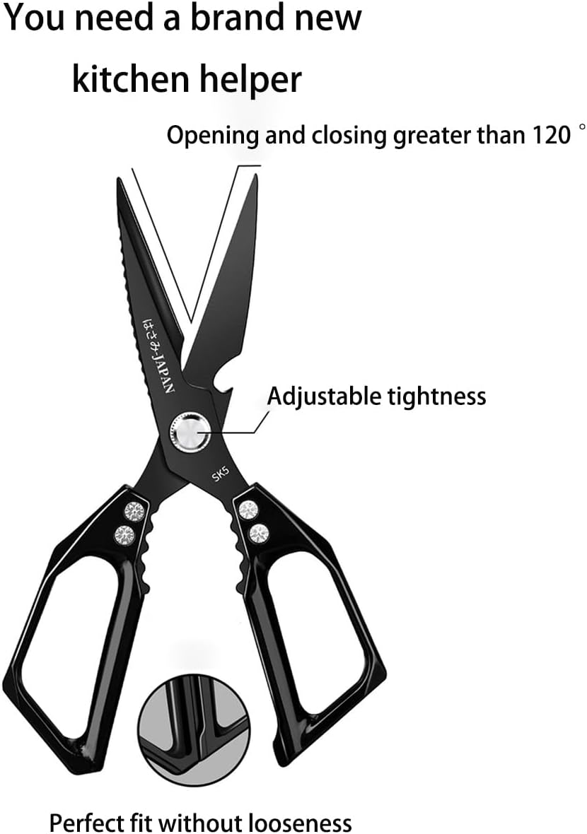 Multi-Purpose Rust Proof Kitchen Shears, Heavy Duty Meat Scissors, Dishwasher Safe, for Chicken, Vegetables, Steak, Fish Scaling & Bottle Opener(Red)