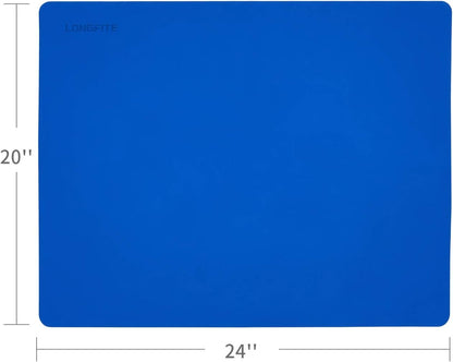LONGFITE Large Silicone Counter Mat 19.68x15.74 inch Multipurpose Table Placemat Countertop Protector Baking Pastry Mat Nonstick, Nonskid and Heat Resistent (Large, Blue)