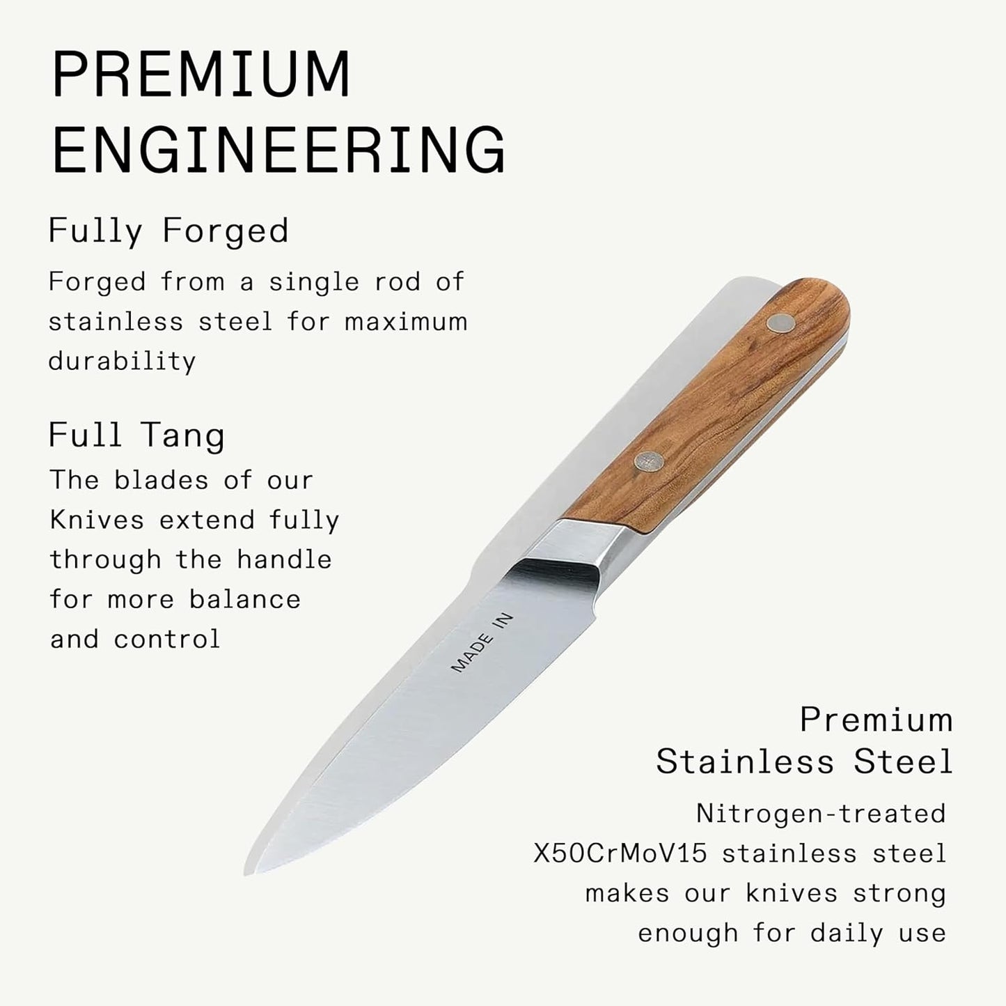 Cookware - 3.8" Paring Knife - Crafted in France - Full Tang With Truffle Black Handle