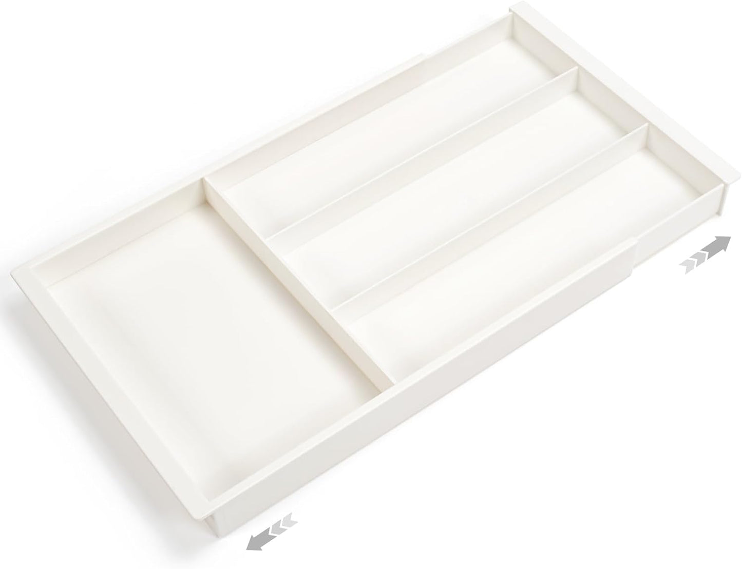 Silverware Drawer Organizer Tray, Adjustable Small Utensil Holder for Spoon and Fork, Expandable Flatware Cutlery Tray for Kitchen Drawers (Black)