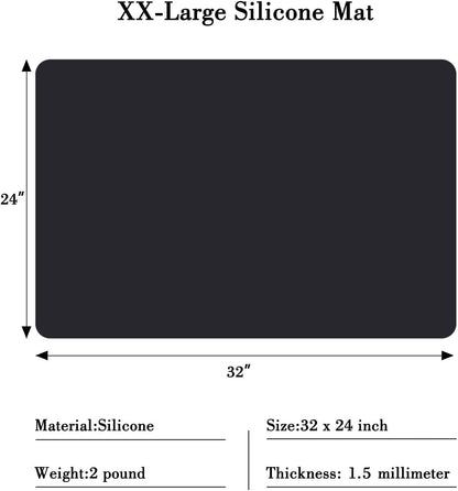 Gartful 25“x17”x0.03“ Silicone Mats for Kitchen Counter, Large Silicone Countertop Protector, Nonskid Heat Resistant Desk Saver Pad, Multipurpose Mat, Placemat, Dark Gray