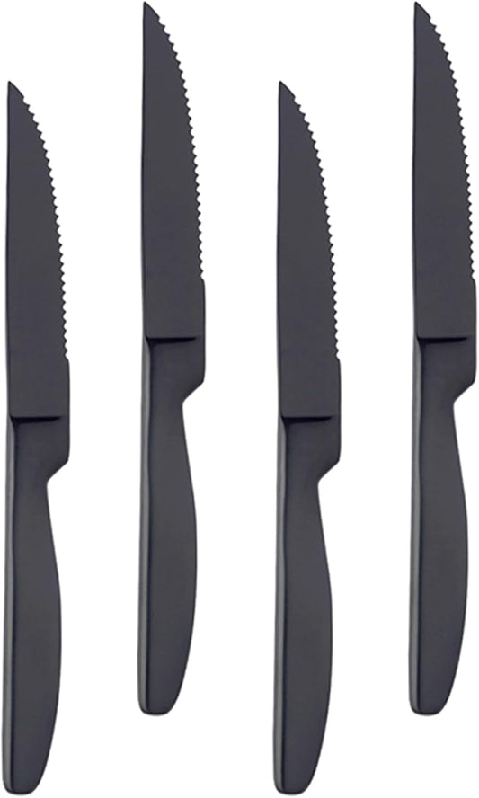 Buyer Star Steak Knife Set, 4-Piece Serrated Steak Cutlery Steak Knife, Silver Stainless Steel Steak Cutlery Knife for Home, Restaurant, Hotel, 22cm