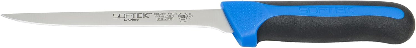 Winco 6" Commercial-Grade German Steel Boning Knife, Narrow, Red