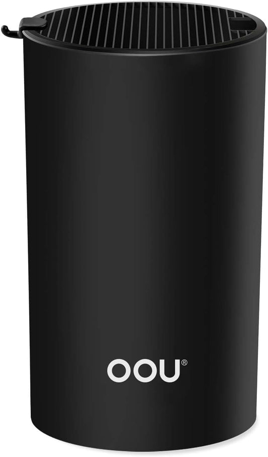 OOU Universal Knife Block Holder - Round Kitchen Knife Storage Unique Slot Design to Protect Blades, Space Saver Knife Organizer Detachable for Easy Cleaning, White