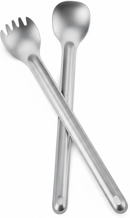 Titanium Utility Cutlery Set, Portable tableware titanium utensil set with case, Table Spoon Fork Chopsticks Knife set for Outdoor Travel Camping Backpacking (Total 5 PCS)