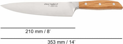 Arcos Jose Andres 10-Inch Fillet Knife Forged Meat Slicer | Professional NITRUM Stainless Steel Blade with Silk Edge | Ideal for Slicing Ham or Prosciutto | Ergonomic Holm Oak Wood Handle