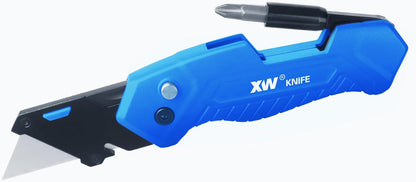 XW Folding Utility Knife with Screwdriver, Heavy Duty Zinc Alloy Lock-back Cutter