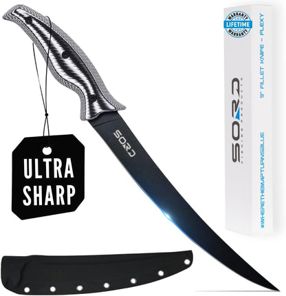 SORD Fillet Knife - 5-9" Filet Knives For Fish - Razor Sharp Boning Knife - Saltwater and Freshwater Fishing - Includes Kydex Sheath - Full Tang Blades | G10 Non Slip Grip | Corrosion Resistant