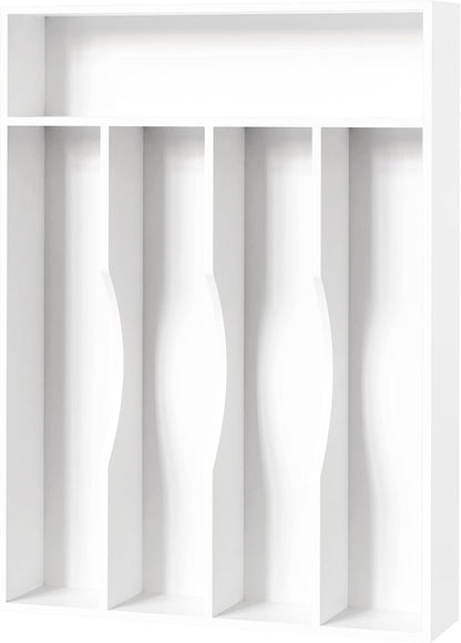 Bellsal Natural Utensil Organizer 12.5 Inch Silverware Organizer for Drawer Utensil Holder Cutlery Organizer Kitchen Drawer Organizer 7 Compartment Small Narrow Bamboo