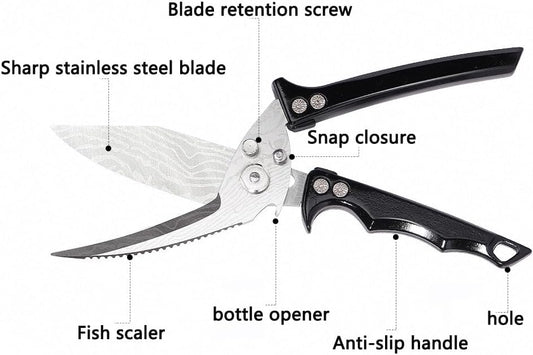 Heavy Duty Poultry Shears for Turkey & Chicken - Professional Kitchen Shears for Thanksgiving & Christmas, Dishwasher Safe Detachable Scissors with Sharp Stainless Steel Blades /silver