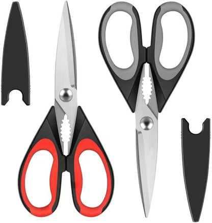 Kitchen Scissors All Purpose Heavy Duty, Kitchen Utensils Set, Stainless Steel Cooking Utensils Gadgets Meat Poultry Food Shears Dishwasher Safe Utility Tools Home (Orange, black and gray)