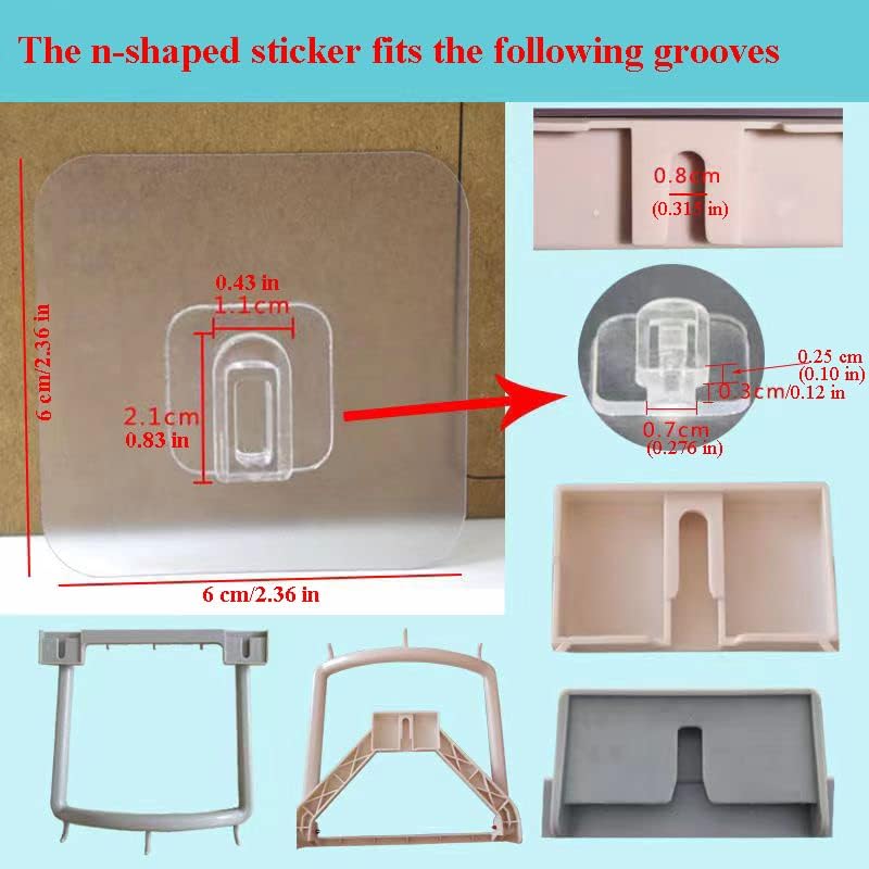 12 PCS Wall Mounted Replacement Sticky pads for Kitchen Bathroom Shower Caddy Organizer Rack Holder Nail Free Adhesive Hooks (Square)
