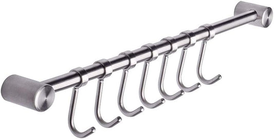 Kitchen Utensil Racks Rail Wall Mounted Utensil Hooks Rack Stainless Steel Hanger Hooks for Kitchen Tools Pot Towel (7 Hooks,2 Packs)