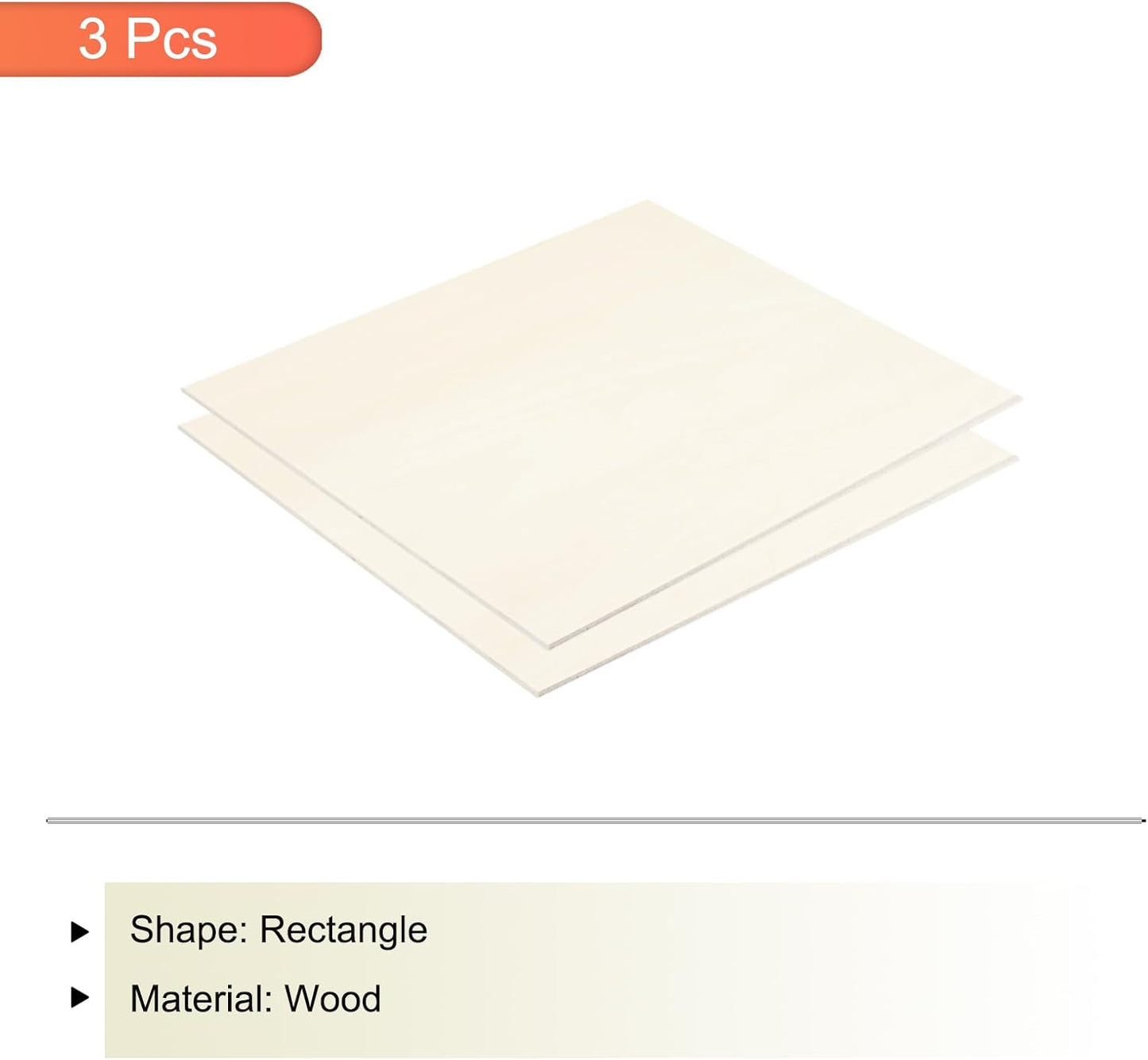 MECCANIXITY 3pcs Basswood Sheets 12 x 8 x 3/8 Inch Unfinished Wood Boards Plywood for DIY Crafts Laser Cutting with Smooth Surfaces