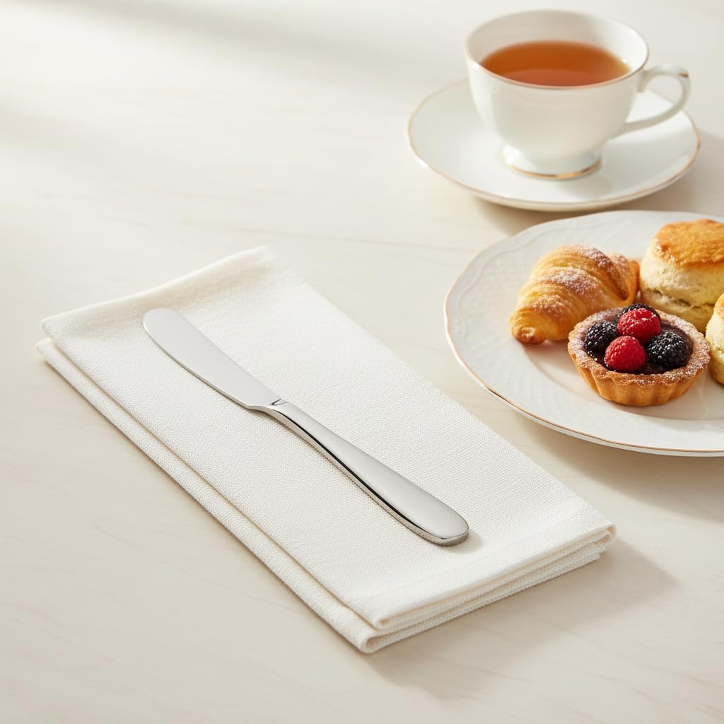 4 Pieces Set Butter knife, Pate Knife Cheese Spreader, Thick and Smooth Handle Food Safety Material Stainless Steel 18/10 SUS 304# for Home Restaurant Party breakfast (Mirror)