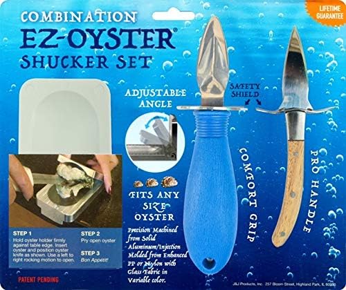 J&J Products The EZ - Oyster Variable Angle Opener Shucking Tool made from Recycled Ocean Bound Plastic (1, Blue)