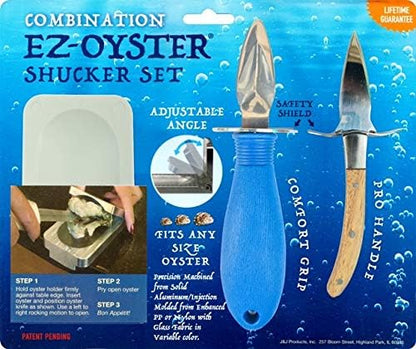 J&J Products The EZ - Oyster Variable Angle Opener Shucking Tool made from Recycled Ocean Bound Plastic (1, Blue)
