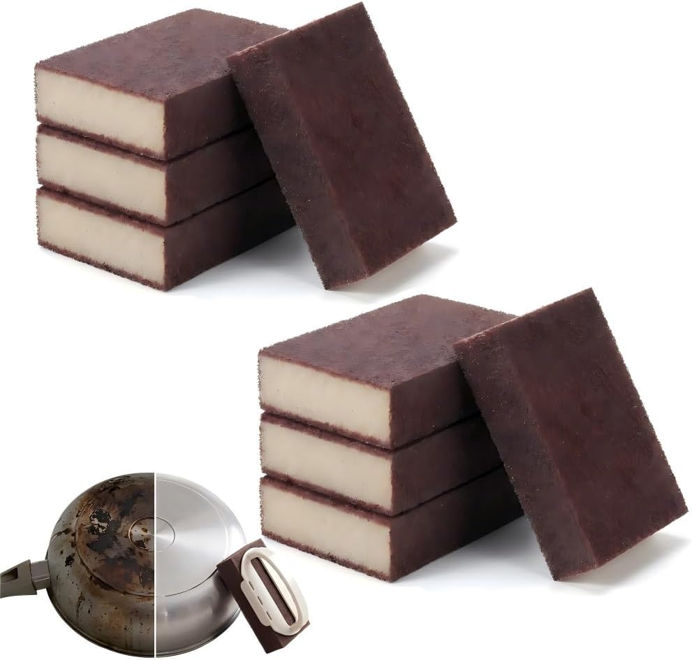 Magic Cleaning Sponge Rust Remover, 2026 New Carborundum Sponge, Sponge Brush Eraser Scrub Pad, Kitchen Cleaning Sponge for Removing Rust Cleaning Pots and Pans (Sponge*2+Handle*2)