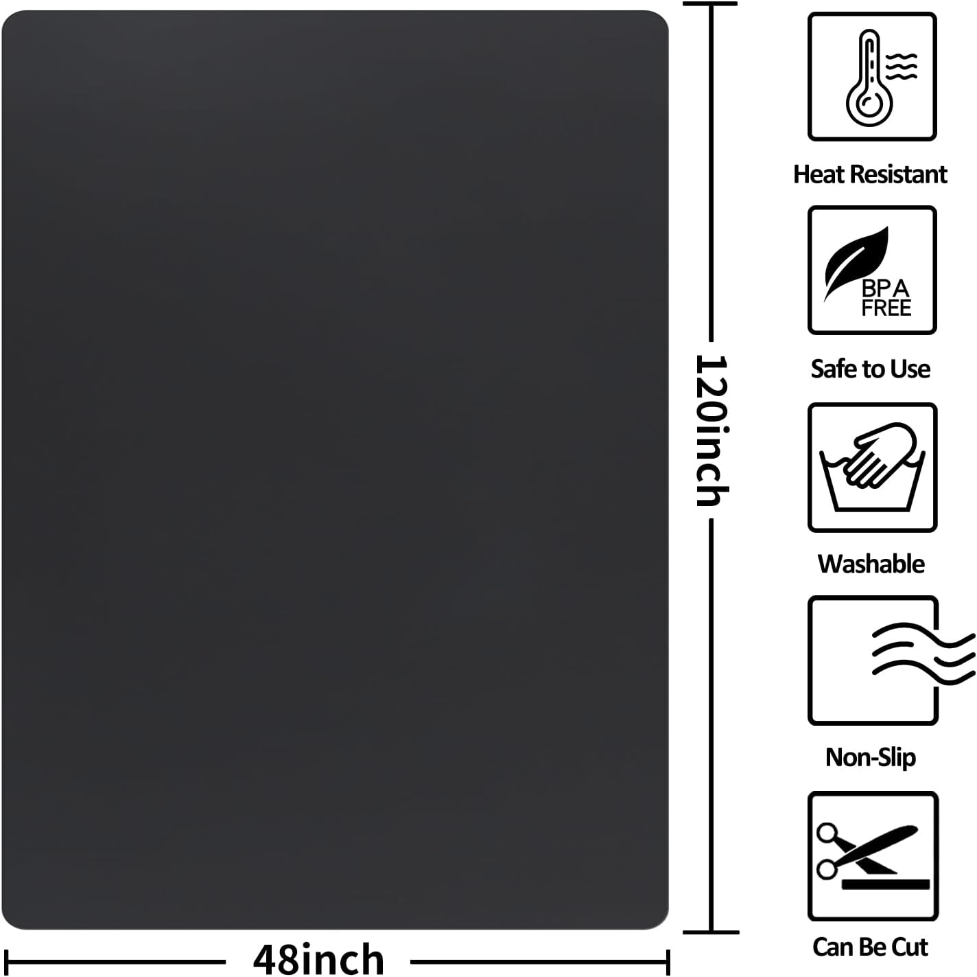Silicone Mats for Kitchen Counter Thicker Extra Large Heat Resistant Mats Countertop Protector Liners for Bottom of Oven Air Fryer Coffee Maker, 24" x 16" x 2 mm, Translucent