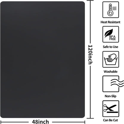 Silicone Mats for Kitchen Counter Thicker Extra Large Heat Resistant Mats Countertop Protector Liners for Bottom of Oven Air Fryer Coffee Maker, 24" x 16" x 2 mm, Translucent