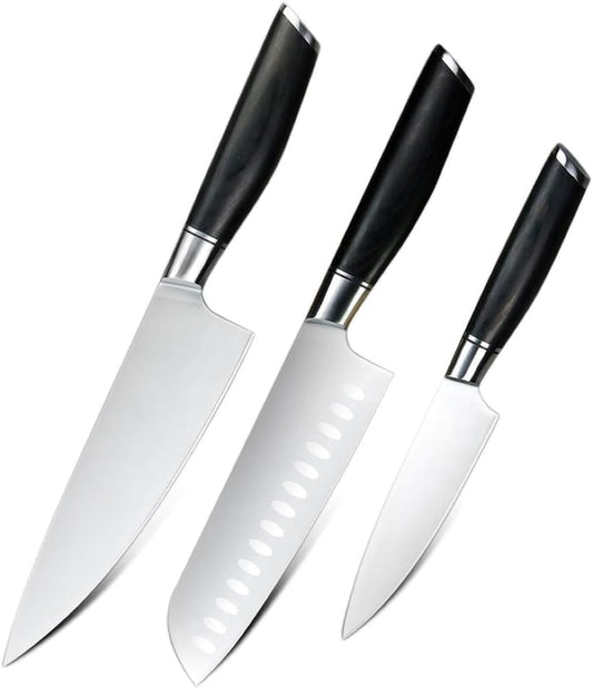 Lifespace Classic Japanese Chef Knife Set in a Gift Box - Petty, Santoku & Chef
