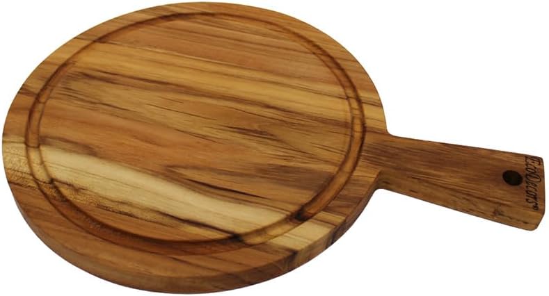 EcoDecors 18"x14" Extra Large Teak Cutting Board, Edge Grain Wood with Juice Groove & Handle, FSC Certified for Kitchen, Carving & Butcher Block Prep