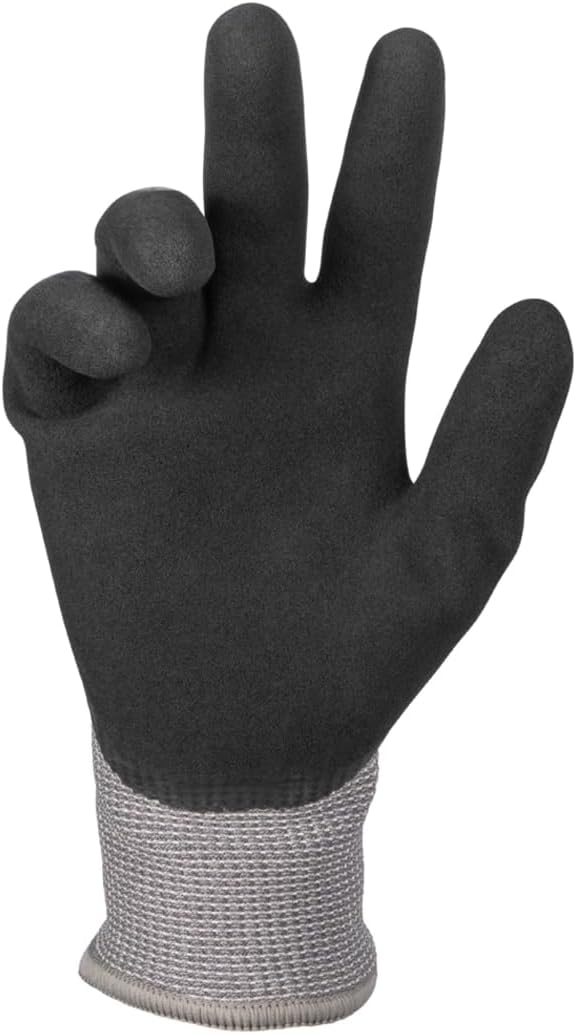 Klein Tools Winter Work Gloves, Knit Dipped ANSI A4 Cut-Resistant, Sandy Latex Coated, Fleece-Lined, Touchscreen Capable