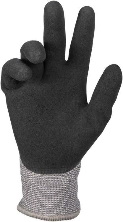 Klein Tools Winter Work Gloves, Knit Dipped ANSI A4 Cut-Resistant, Sandy Latex Coated, Fleece-Lined, Touchscreen Capable