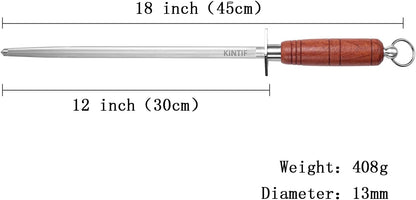 Sharpening Steel with Larger Diameter Professional Honing Rod Knife Sharpener, High Carbon Steel Knife Sharpener Rod, Magnetized Steel, Ideal for All Chef Knives