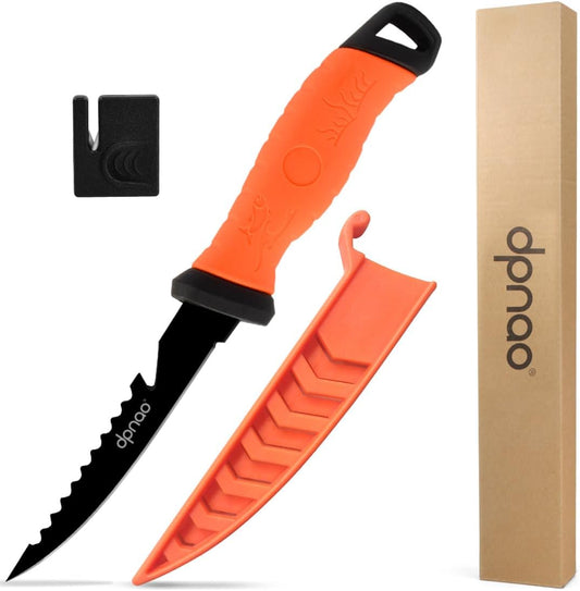 Fishing Fillet Knife, Sharp Flexible Stainless-Steel Blade 5’’-9’’, Professional Level Knives for Filleting and Boning Meat, Non-Slip Handles, Includes Protective Sheath and Sharpener